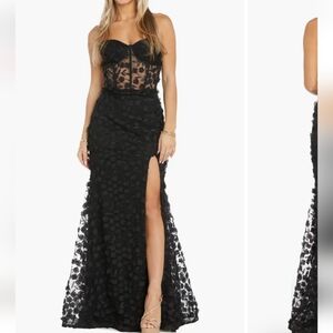 Morgan &co floral strapless gown